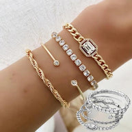 4 Pcs Crystal Bracelet Set