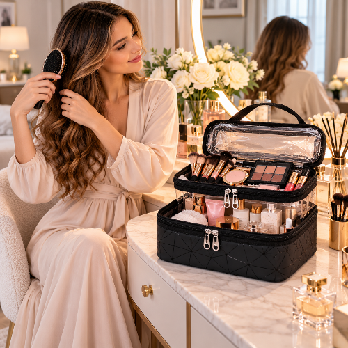 Waterproof Cosmetic Bag – Large Makeup Organizer for Travel