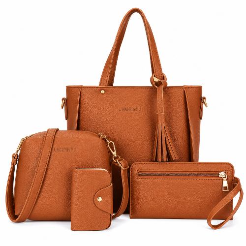 Women's 4-Piece PU Handbag Set – Matching Bags for Every Occasion