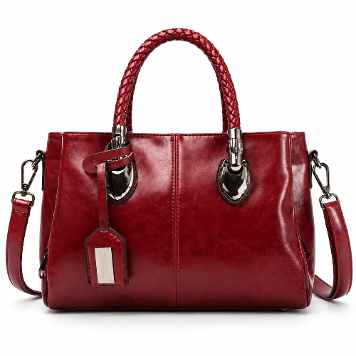 Women's Genuine Cowhide Leather Boston Bag –  Crossbody Handbag