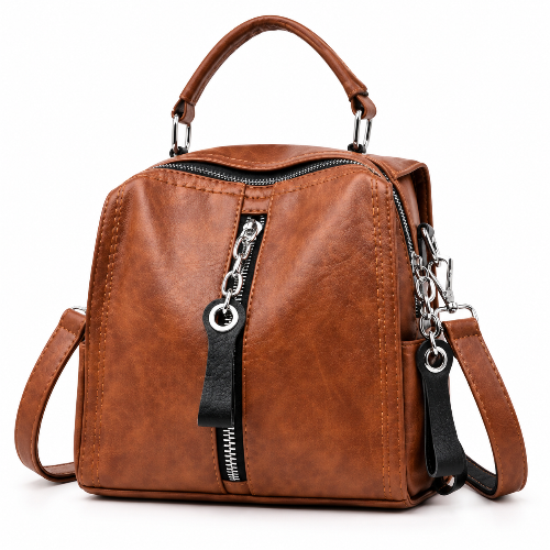 Women's PU Leather Backpack – 3-in-1 Convertible Handbag & Shoulder Bag