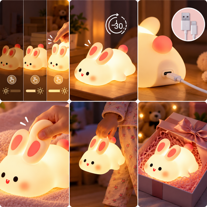 Veilleuse lapin mignonne – Lampe lapin en silicone rechargeable
