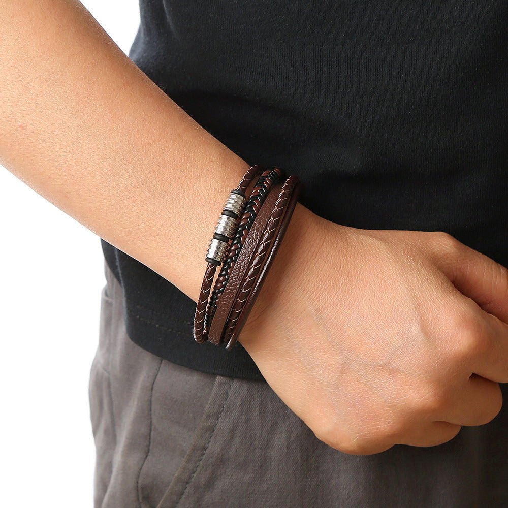 Men's Leather Woven Bracelet