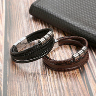 Men's Leather Woven Bracelet