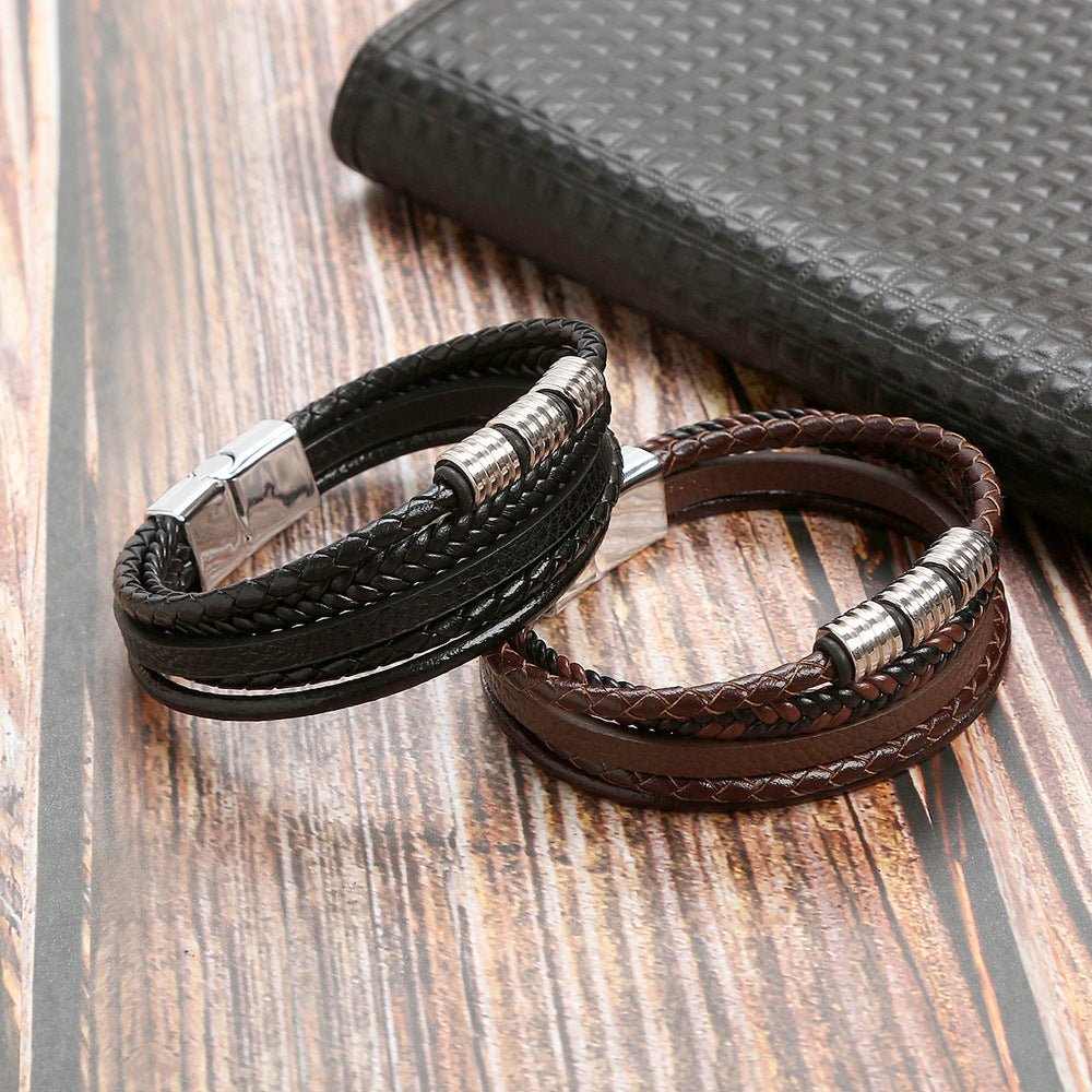 Men's Leather Woven Bracelet