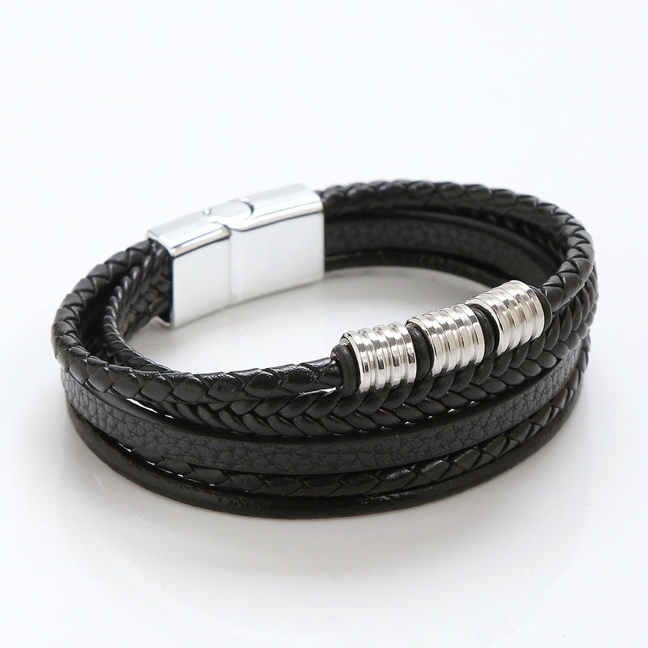 Men's Leather Woven Bracelet